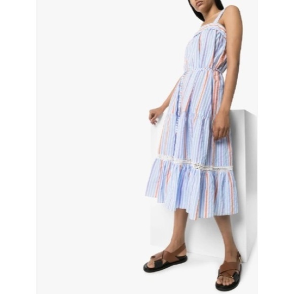 lemlem Bahiri Sweepy Striped Dress in Light Sky Blue size Medium NWT - Picture 8 of 11